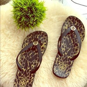 Leopard Tory Burch Flip Flops